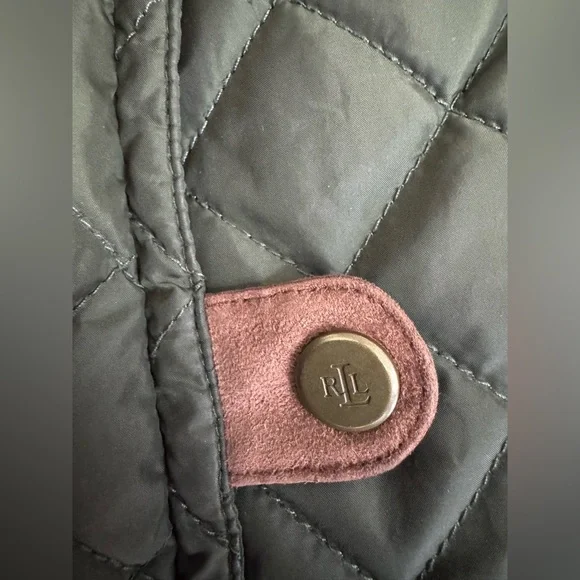 Lauren Ralph Lauren Quilted Jacket XXL Olive Green Hooded 3/4 Equestrian Coat - Picture 7 of 11